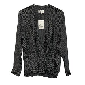 NWT Cosmic Blue Love Stitch Fix Metallic Striped Faux Wrap Top Sz. S